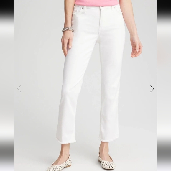 Chico's Denim - Girlfriend Slim Leg Crop Chico's Women's White Jeans Size 6